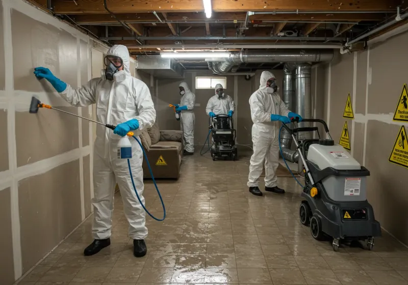 Basement Moisture Removal and Structural Drying process in Lakeview, CA